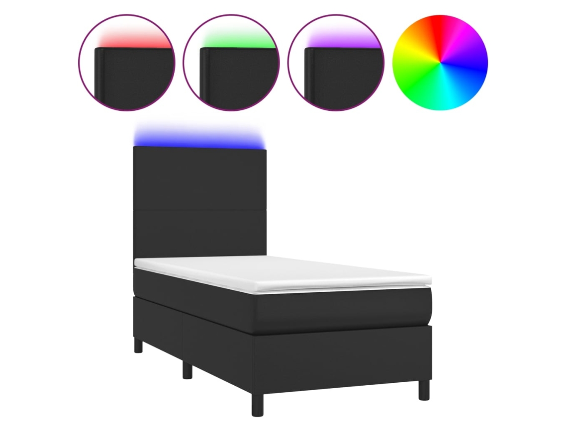 Box Spring Bed, Box Spring Beds Vidaxl Preto Couro Artificial (80 X 200 Cm)