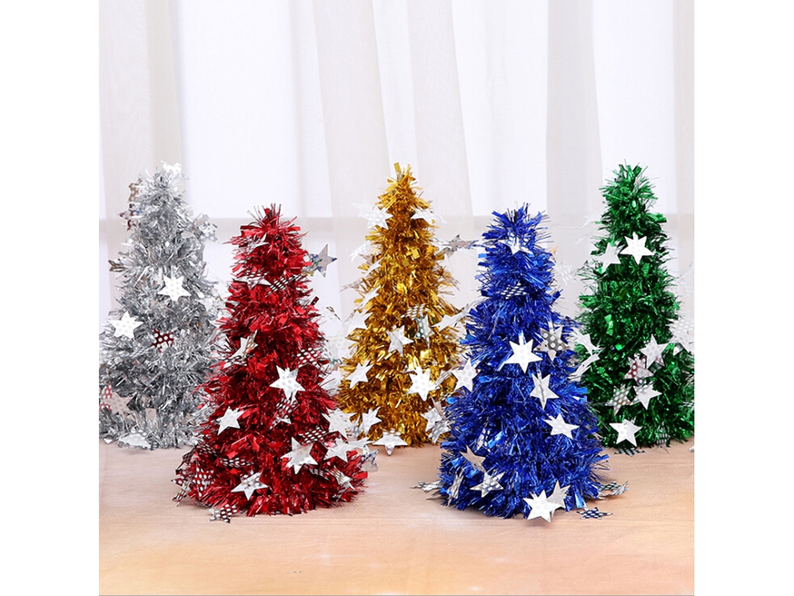 Mini Árvore De Natal Diy (vermelha Com Pentagrama, Material De Tinsel) Eoocoo
