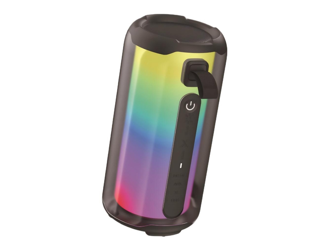 Caixa De Som Bluetooth Transparente Com Luzes Led Coloridas, 5w, À Prova Dágua Ip7 Preta PAPRIKA