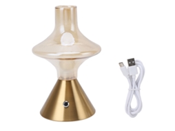 Lâmpada de Mesa sem fios recarregável, 1800mAh, operação dimmable, toque, com abajur de vidro S/MARCA