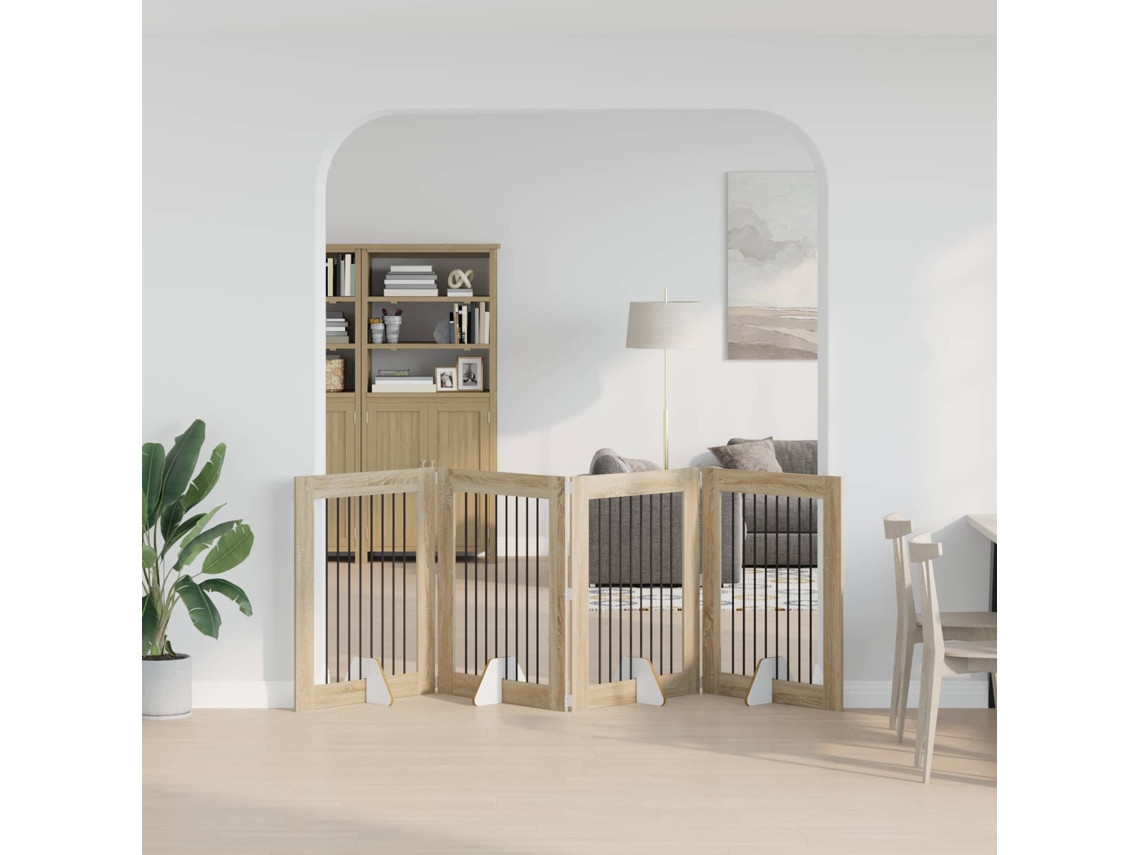 Vidaxl Portão Dobrável Com Suportes 4 Pcs Carvalho Sonoma
