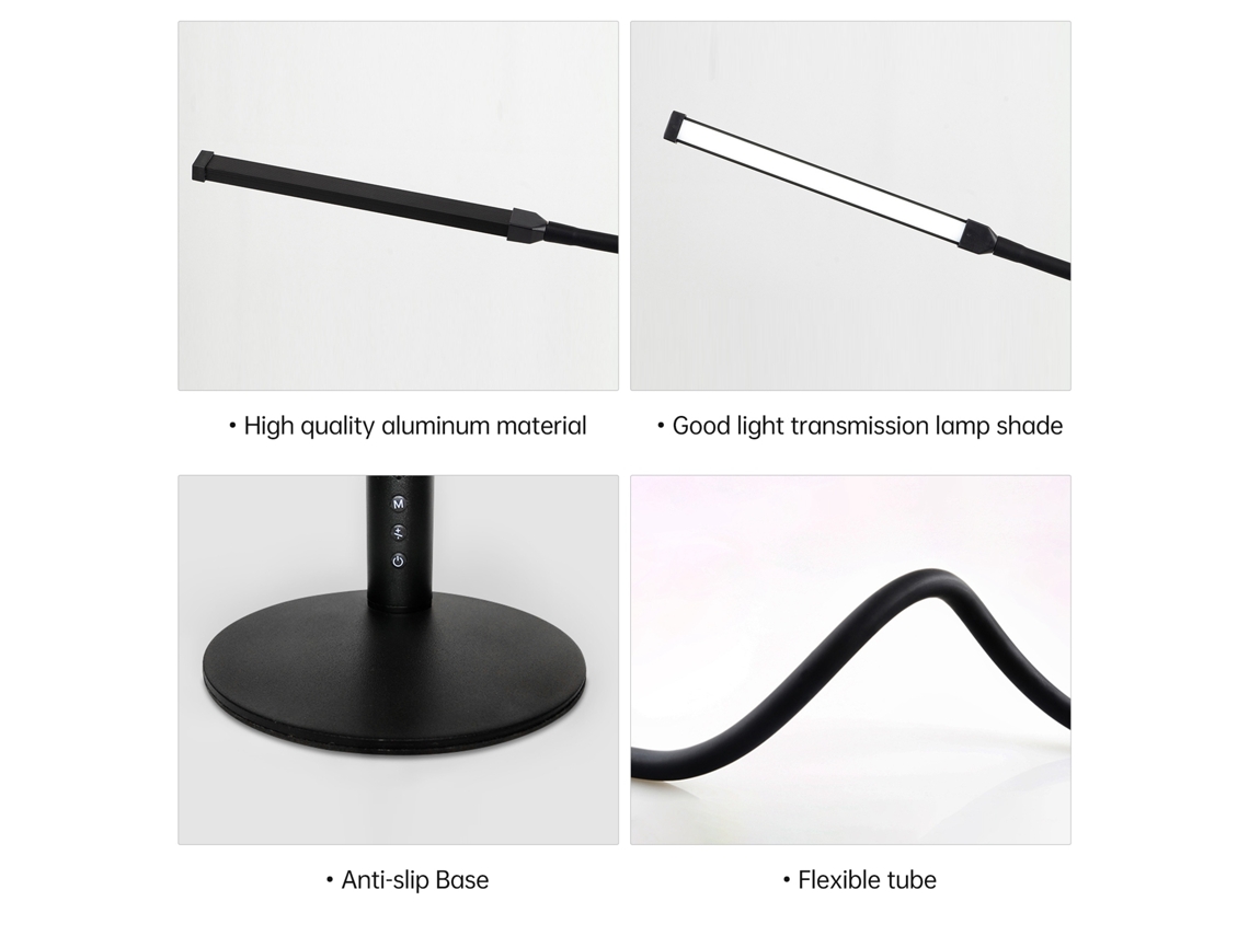 Lâmpada De Mesa Ajustável 3 Modos De Cor 10 Níveis De Brilho Usb Com Controle Remoto