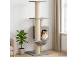 Vidaxl Árvore Com Postes De Sisal Cinzento-claro 137 Cm