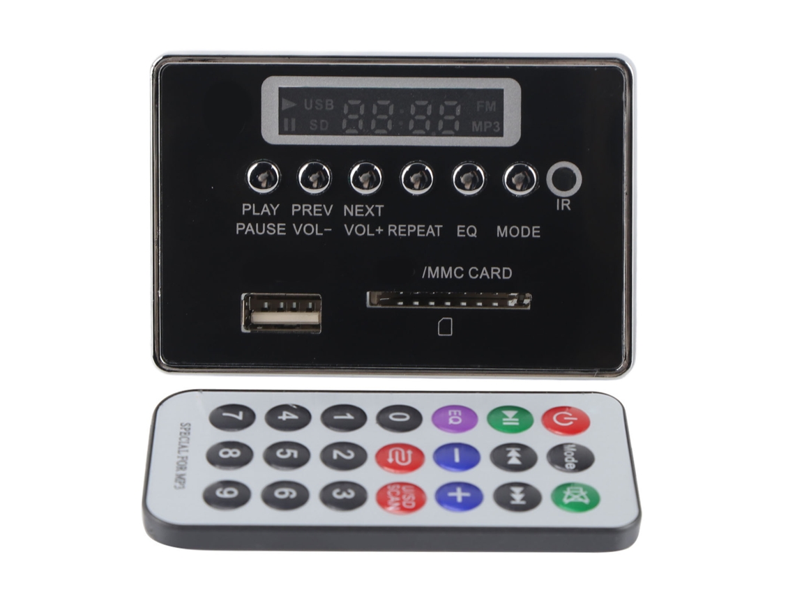 Módulo de Decodificador MP3 Bluetooth HKJ com USB, Rádio FM e Placa de Áudio