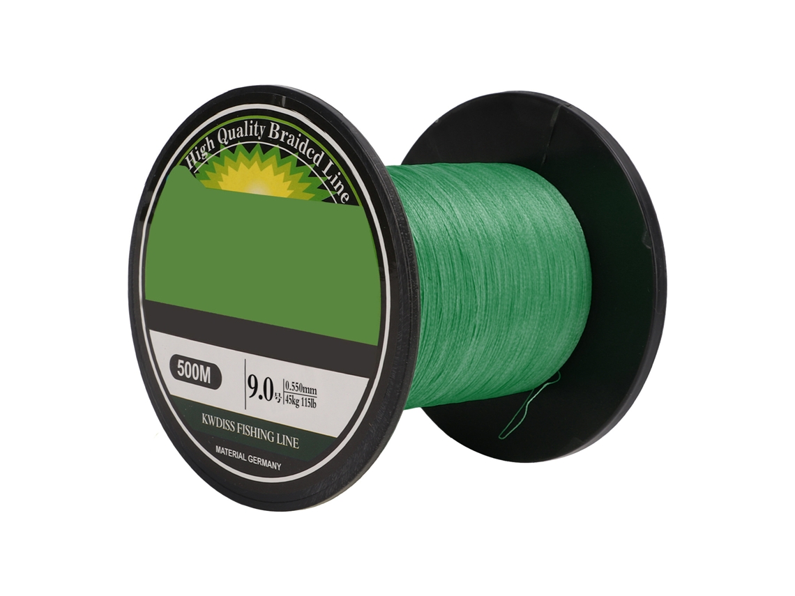 Linha de Pesca Trançada 4 Fios 500m Ultra Forte Sem Estiramento Verde para Mar 9.0