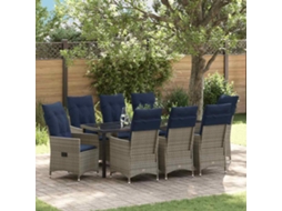 Vidaxl Conjunto De Mesa E Cadeiras 9 Pcs Cinzeto Rattan De Pe