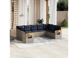 Vidaxl 9 Pcs Conjunto Sofás P/ Jardim C/ Almofadões Vime Pe Cinzento