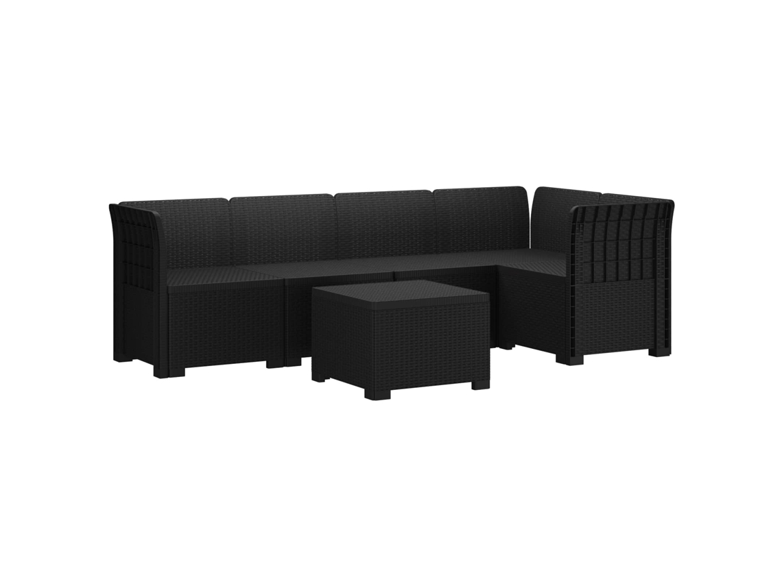 Vidaxl Sofá De Jardim Para 5 Pessoas Com Visual De Rattan Pp Antracite