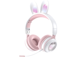Fones De Ouvido Infantis Bluetooth 5 0com Orelhas Coelho, Fones De Ouvido Sem Fio Dobráveis Com Luz Led, Compatíveis Com