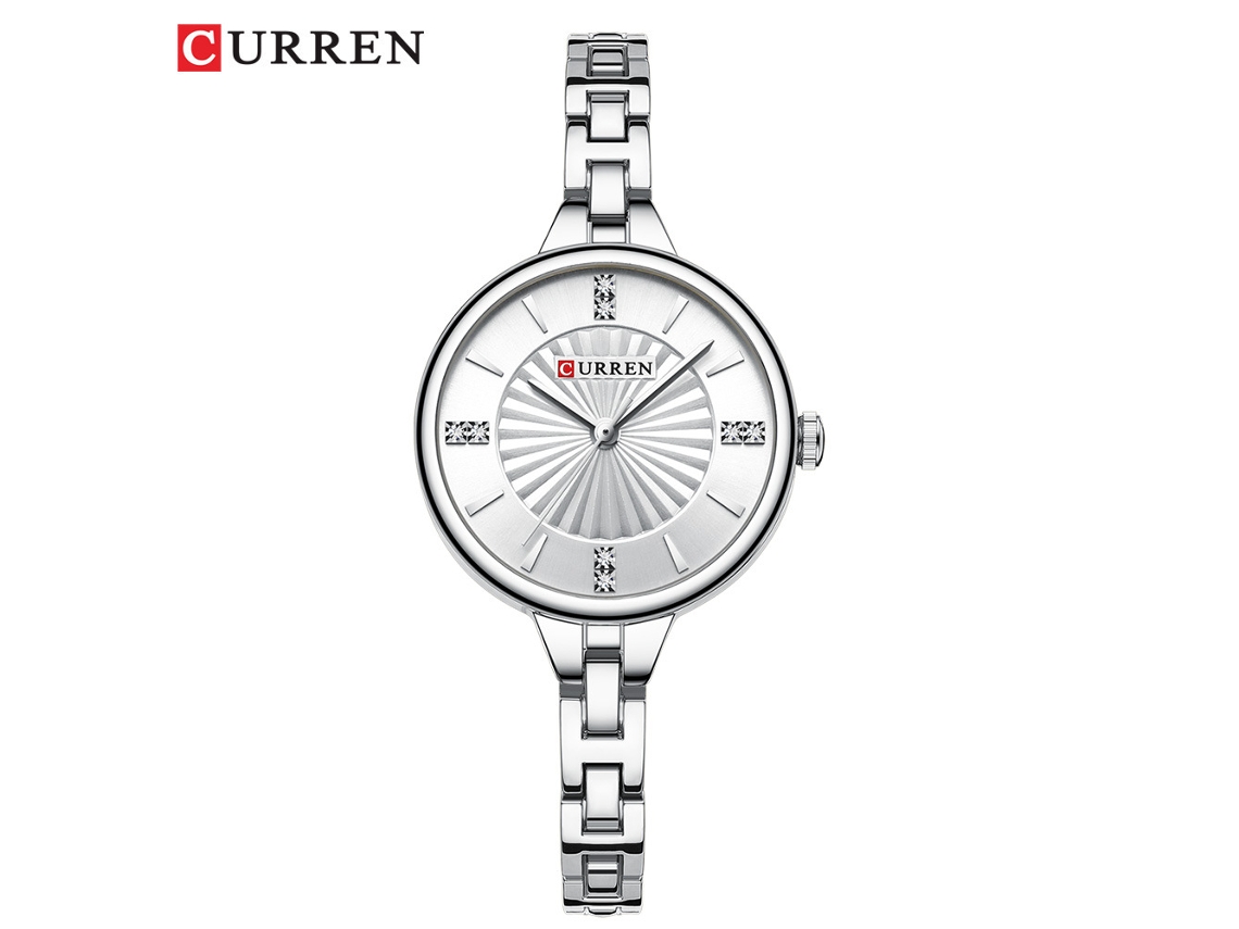 Relógio Feminino (cinta Prateada, Case Prateado E Face Branca), Pulseira Casual Minimalista, Relógio Quartz Com Pulseira De Aço Resistente À Água