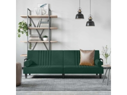 Vidaxl Sofá-cama Com Apoio De Braços Veludo Verde-escuro