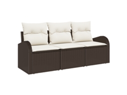 Conjunto 3 Conjunto De Sofá De Jardim Vidaxl Castanho Vime Pe (55 X 55 X 37 Cm)