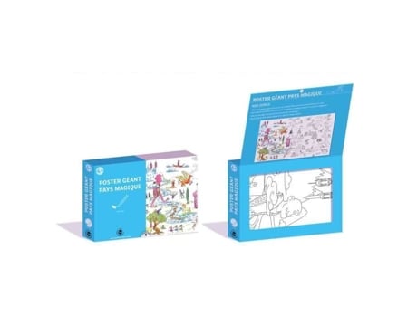 Pôster Gigante Para Colorir Mágico 105 X 59,4 Cm 24 Marcadores Incluídos Multicolorido Para Crianças Babali