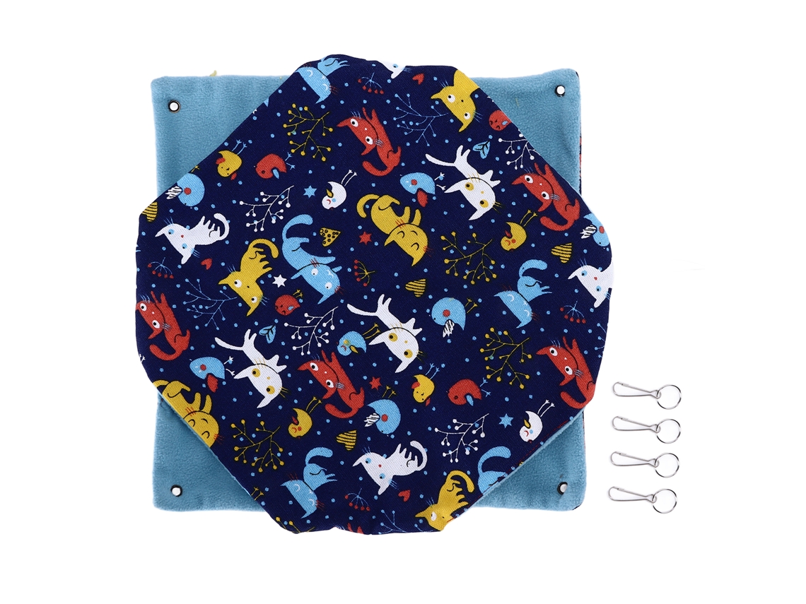 Hamac Duplo Quente para Pequenos Animais, Pendurado, Plegável, com Gancho para Gaiola