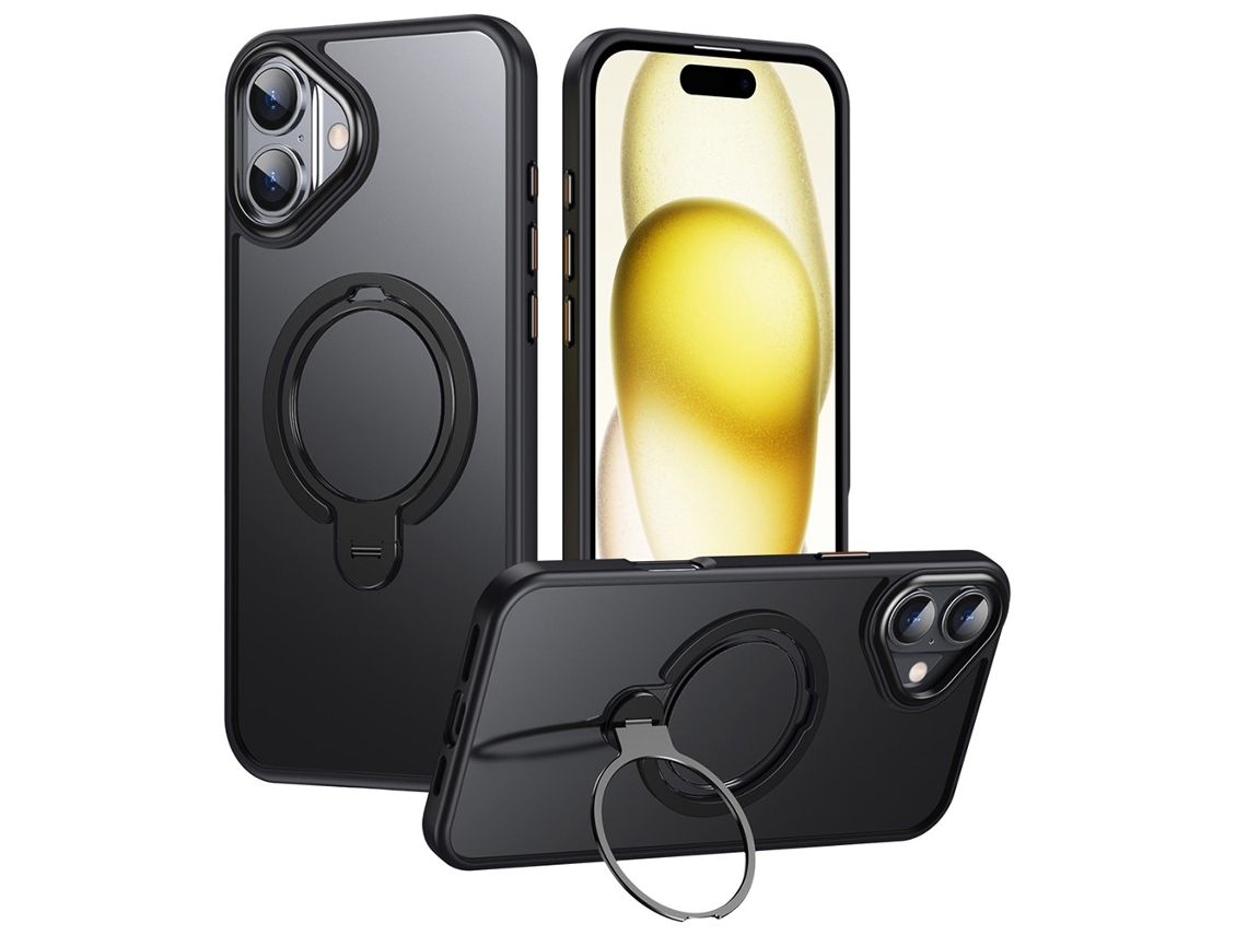 Casa Em Tpu, Com Suporte, Compatível Com Magsafe Para Apple Iphone 16 Plus Preto