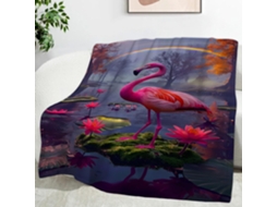 Manta Flamingo Arco íris 180x200 Cm Multifuncional Macia Confortável em Flanela Ideal para Cama Escritório Coc