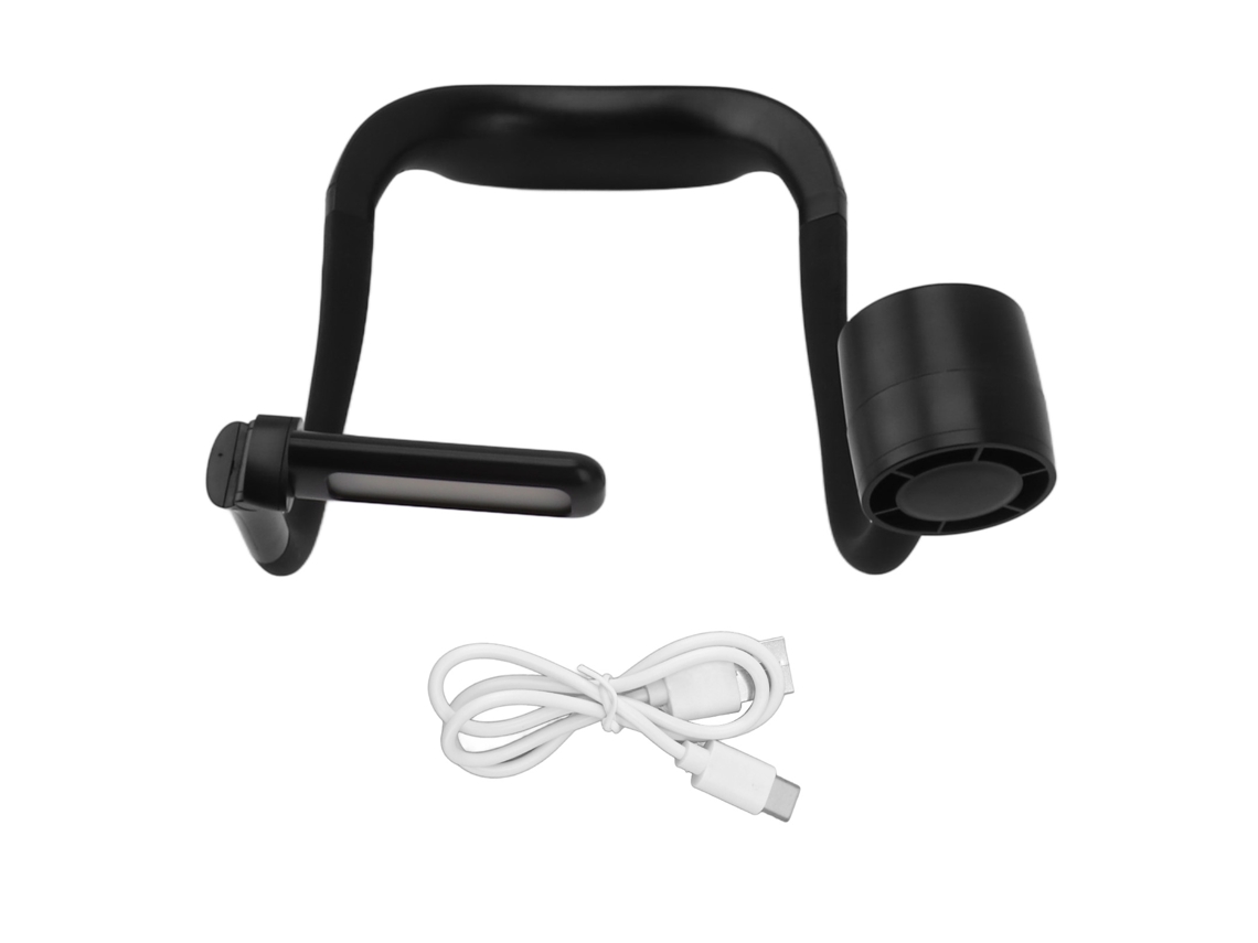 Ventilador de Pescoço Led 3 Velocidades Recarregável 4000mah Preto
