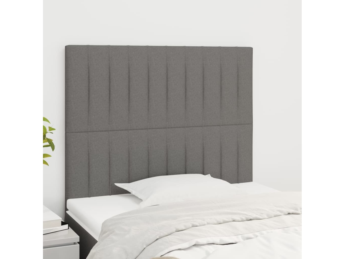 Cabecero 2 piezas Tela 100x5x78/88 cm Gris Oscuro