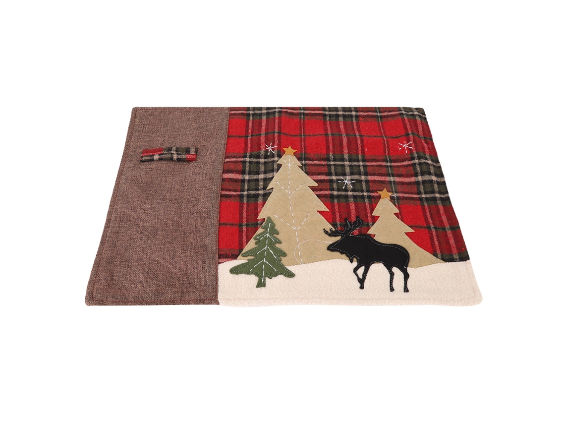 Palha de Natal com Estampa de Árvore e Elfos LAXISCREED
