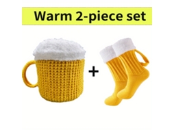 Conjunto Divertido: Gorro Caneca de Cerveja e Meias de Inverno, Proteção Contra Vento e Frio AQUAFORGE (amarelo)