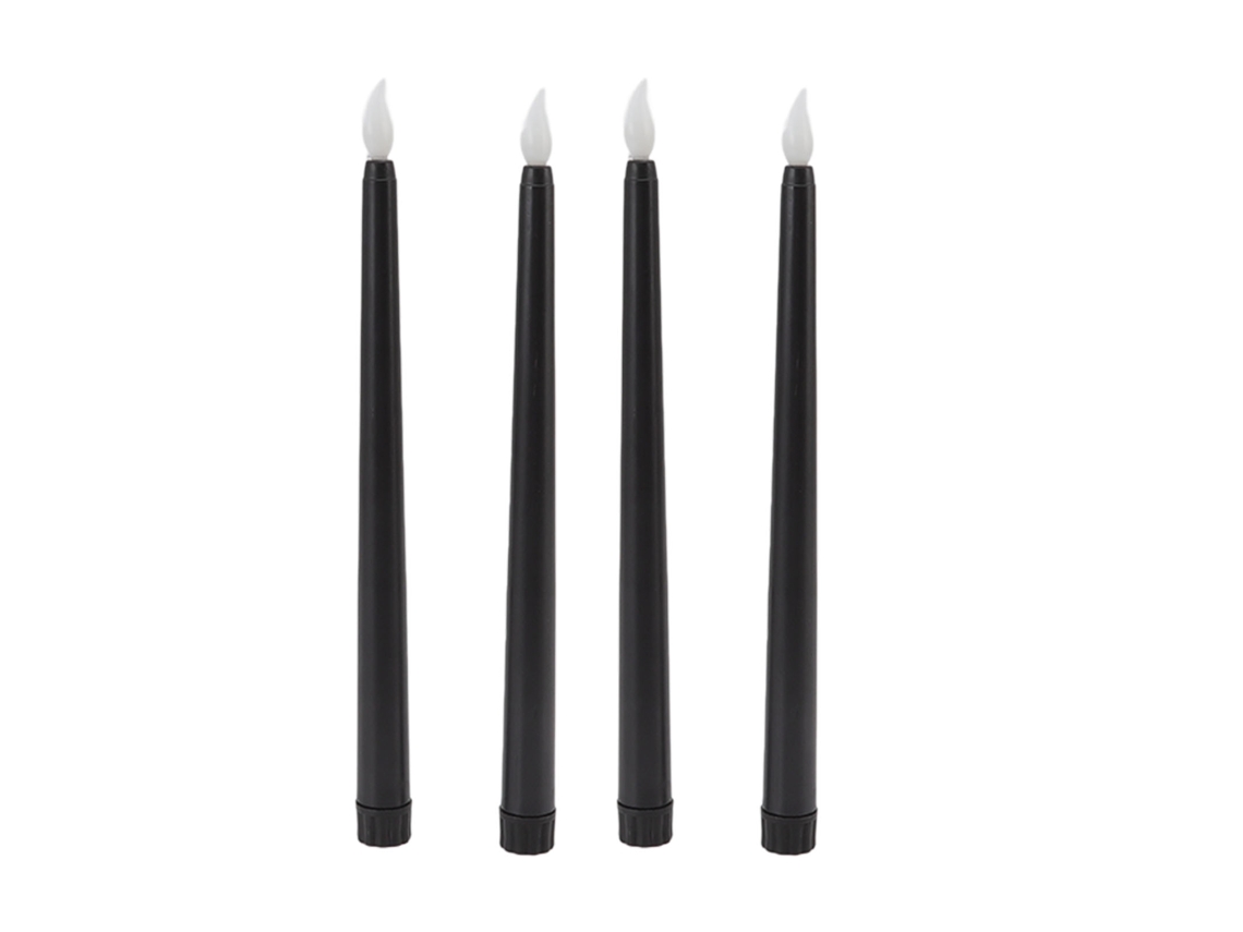 4 Velas Led Cone Sem Chama Segura Ambiental Luz Quente Elétrica Preta