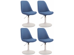 Conjunto de 4 cadeiras de jantar em tecido Maverick azul/branco CLP