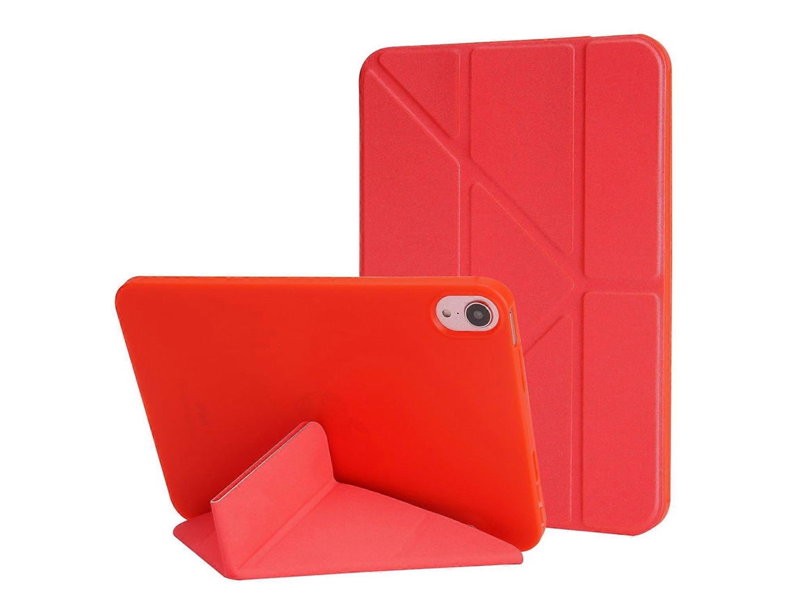 Capa Para Ipad Air 11 Em Couro Pu Silicone Com Suporte Origami Vermelho Multicolorido Tuotuo (2024)