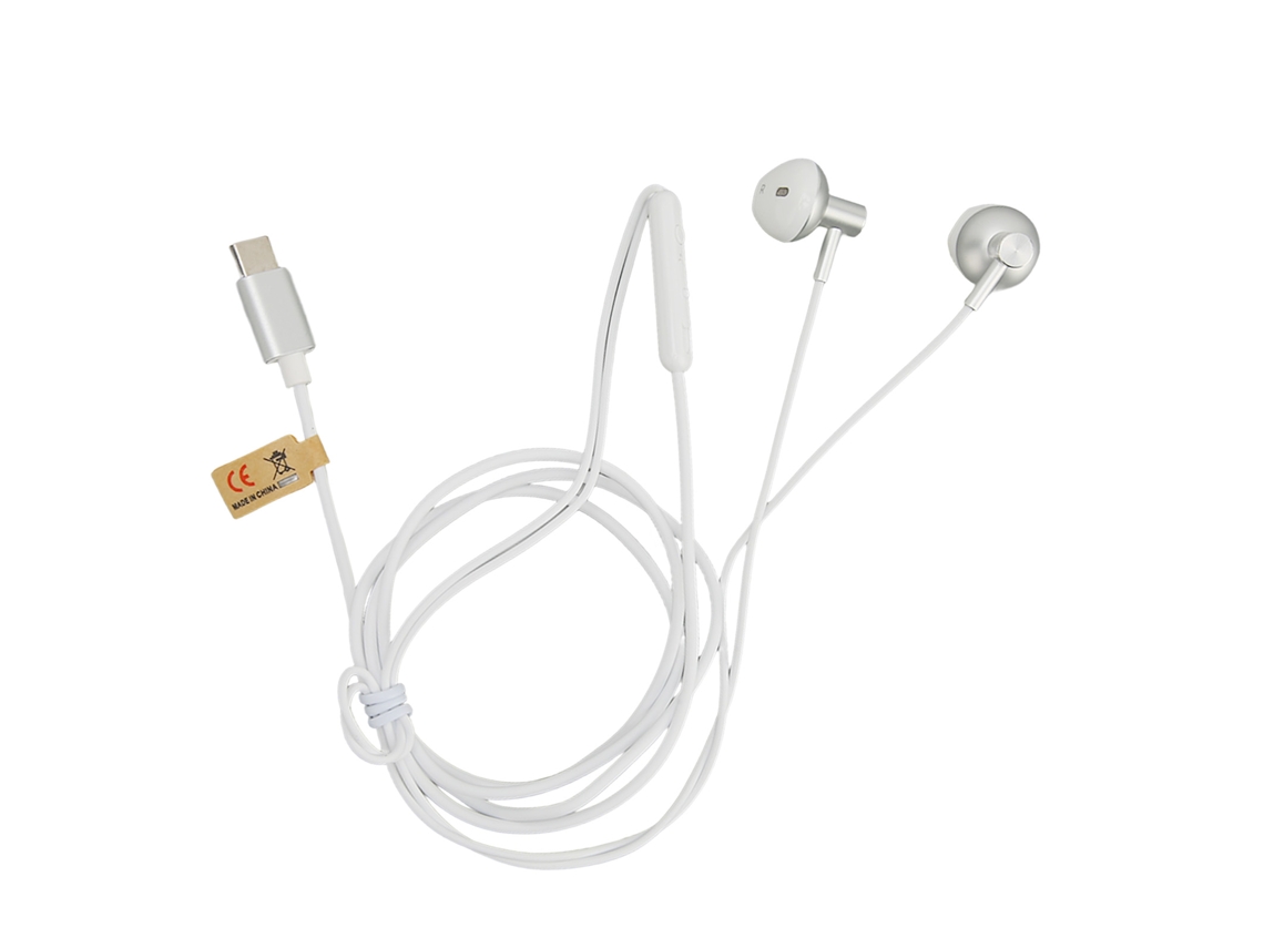 Aetheria fones de Ouvido Type C com Microfone e Controle de Volume Hifi Estéreo Bass Branco