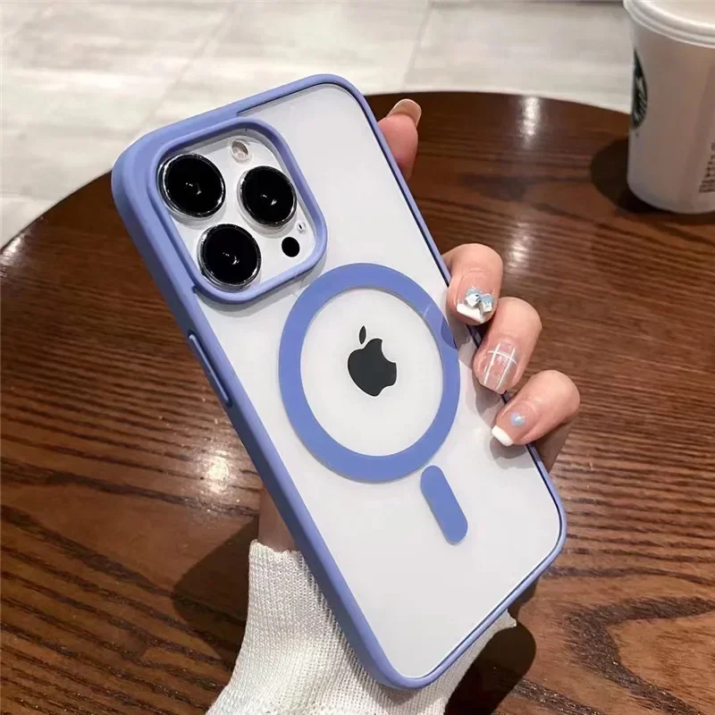 Capa Magsafe Com Carregamento Sem Fio Magnético Para Iphone (iphone 12 Pro Max, Azul), Acrílico Rígido