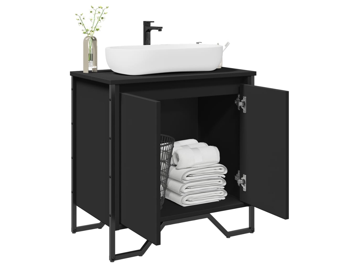 Vidaxl Móvel Para Lavatório 60x35x60 Cm Derivados De Madeira Preto