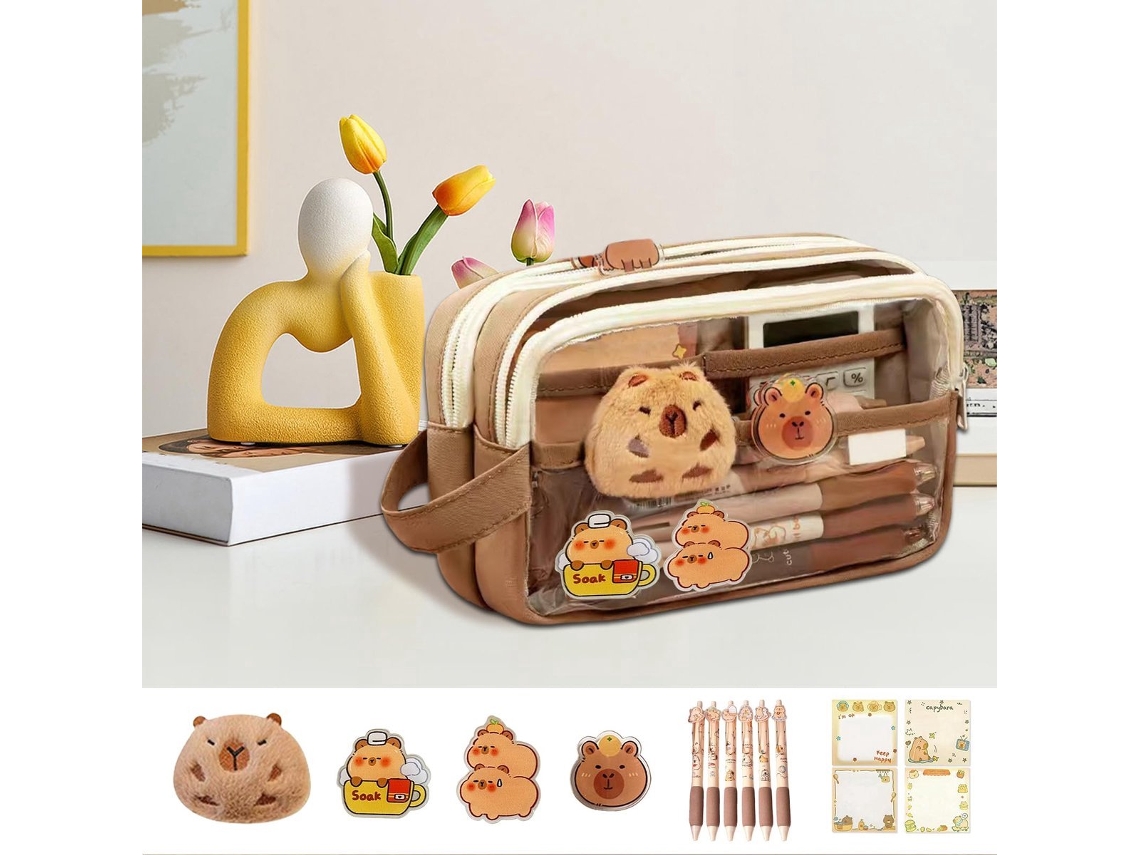Estojo para Lápis, Pelúcia, Capivara, Escolar, Meninas, Meninos AQUAFORGE