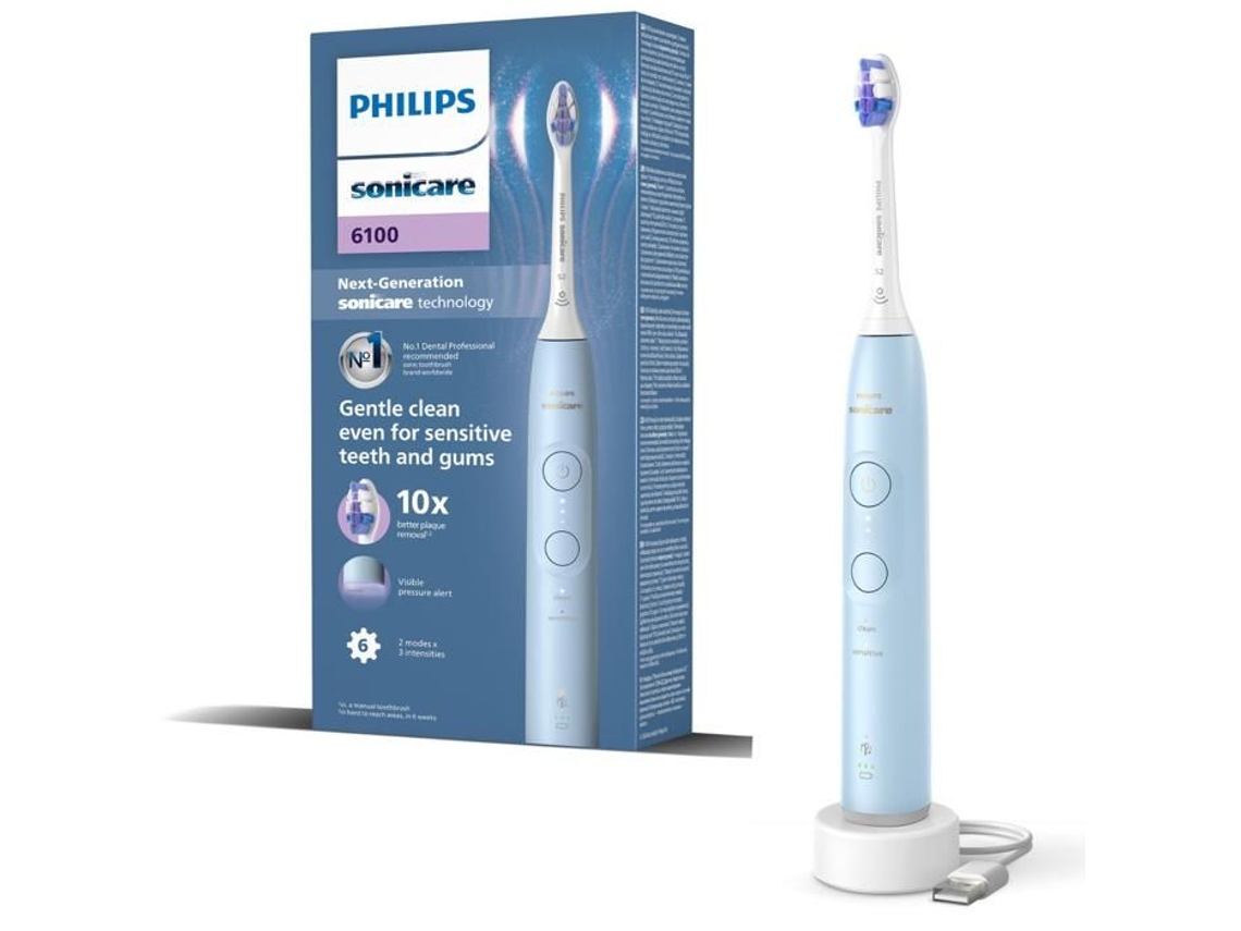 Sônica Dentes Escova - PHILIPS - Sonicare 6100 Hx7406/01 - Azul - Escovação Modes - Gengivas Protection