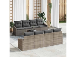 Vidaxl Conjunto De Sofás Com Almofada 7 Pcs Cinzeto Vime Pe