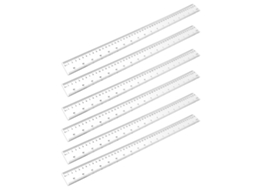 Régua linear de plástico transparente Orfofe, conjunto de 6 peças, ferramenta de medição precisa de 50 cm para estudantes.