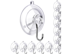 Kit De 12 Ganchos De Ventosa Em Pvc Transparente Com Ganchos De Aço Inoxidável Que Suportam Até 4,5 Kg (10 Libras) Para