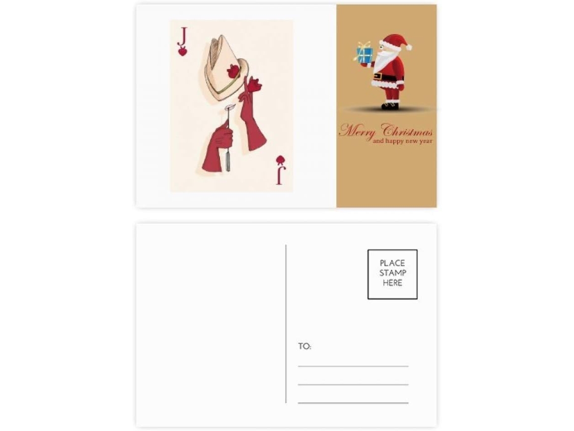 Conjunto de 20 Cartões postais em Formato Coração com Estampa Papai Noel. 14,6 X 9,8 Cm