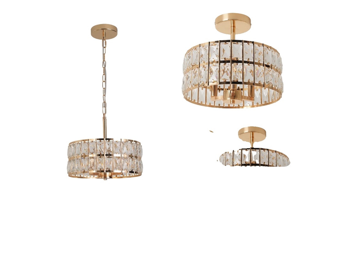 Luminã¡ria Pendente De Luxo, Altura Ajustã¡vel, Design Elegante, 1pcs Ouro Oem