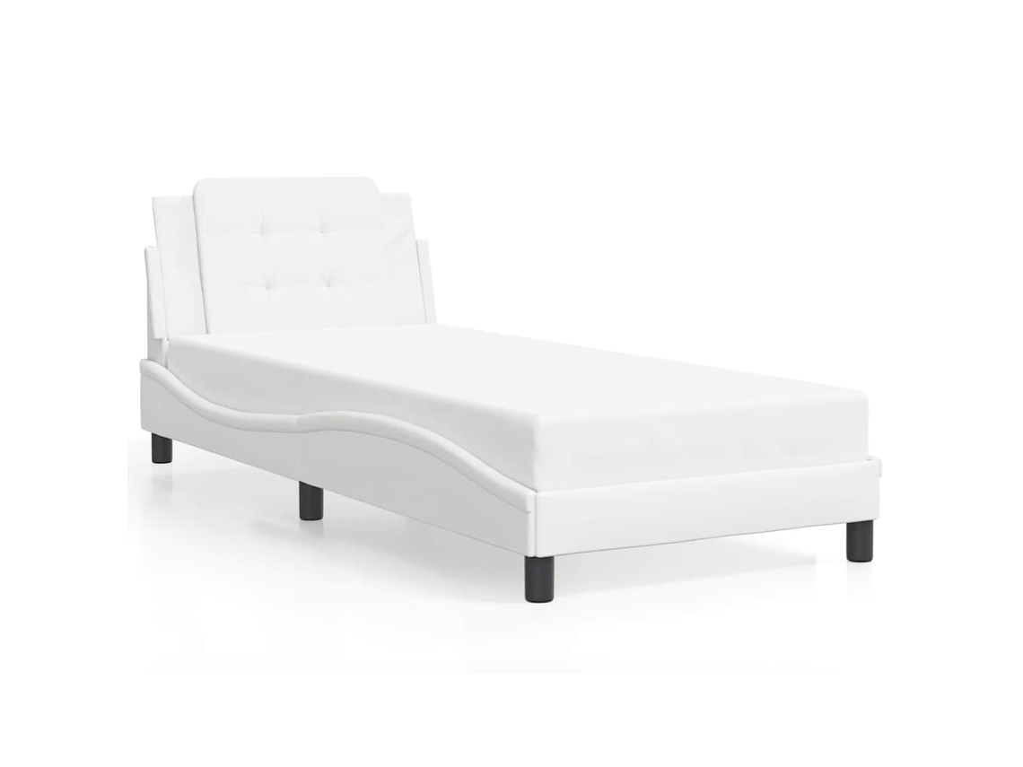 Estrutura de Cama Sem Colchão Zadar Couro Artificial Branco MAISON EXCLUSIVE (80x200 cm)