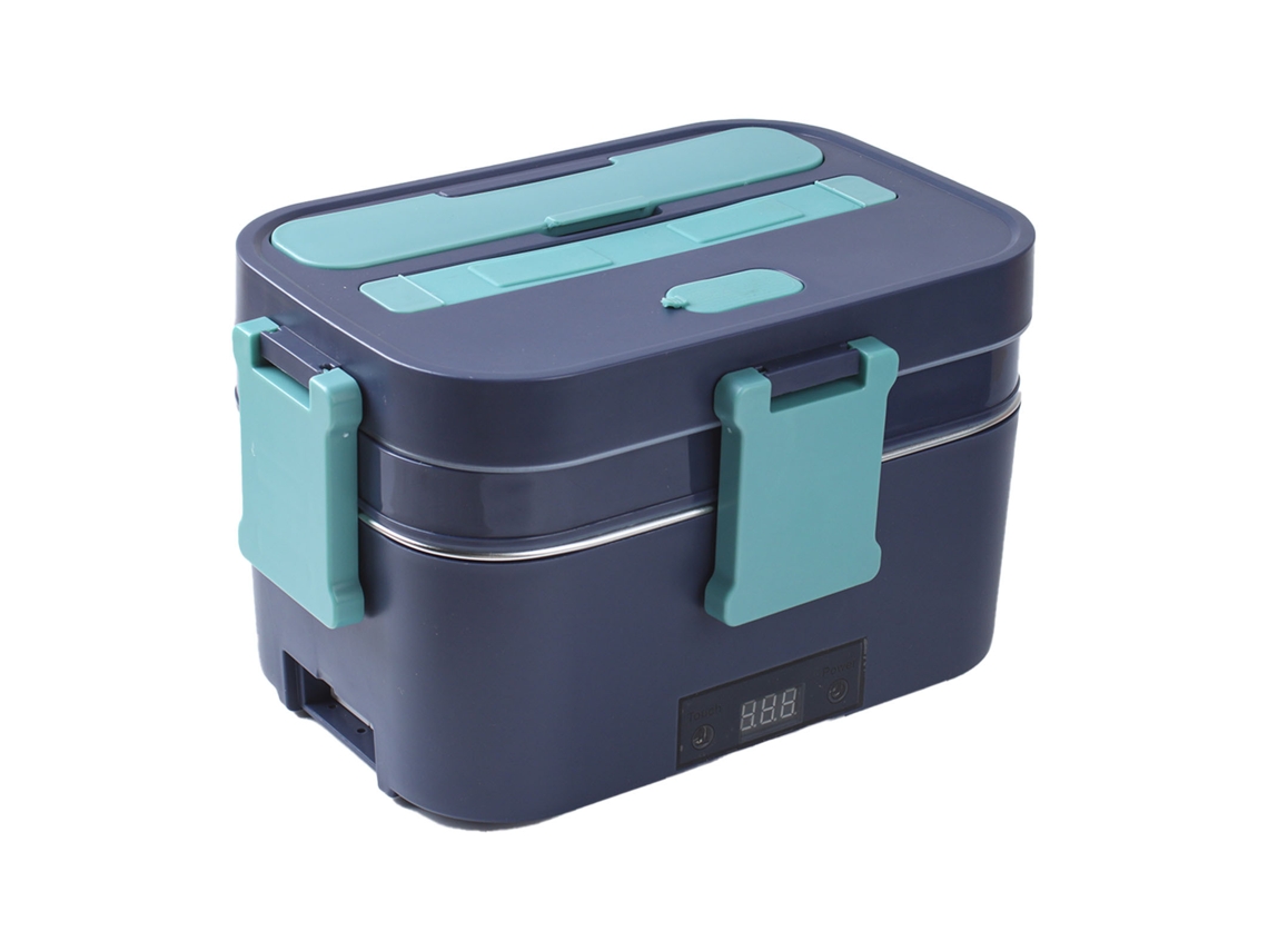 Lancheira Elétrica De 2 Litros Com Colher E Bolsa De Armazenamento Para Carro, Escritório, Azul Royal