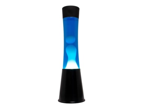 FISURA Candeeiro de Lava Azul e Branco. Base Preta Líquido Azul e Lava Branca. Candeeiro de Efeito Relaxante. Medidas: 11 Cm X 11Cm X 39,5 Cm.