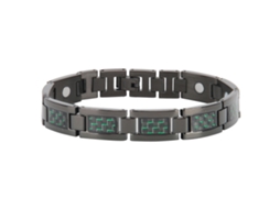 Pulseira De Aço Inoxidável Com Fibra De Carbono Estilo Magnética Para Alívio Da Dor (preto Verde)
