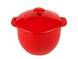 Caneca De Sopa Com Tampa E Alça, Tigela De Cerâmica Própria Para Forno, 350ml, Vermelha, Tamanho Compacto.