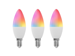 2026 lâmpada Inteligente Wifi Led E14 5w Rgb+w+c Ajustável, Controle por App Smartlife/tuya e Voz Alexa, 3 Pacotes
