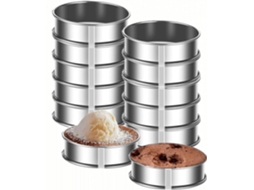 Conjunto De 8 Aros Cupcake Ingleses 10cm 4 Polegadas, Em Aço Inoxidável Com Borda Dupla Para Evitar Vazamentos, Ideais