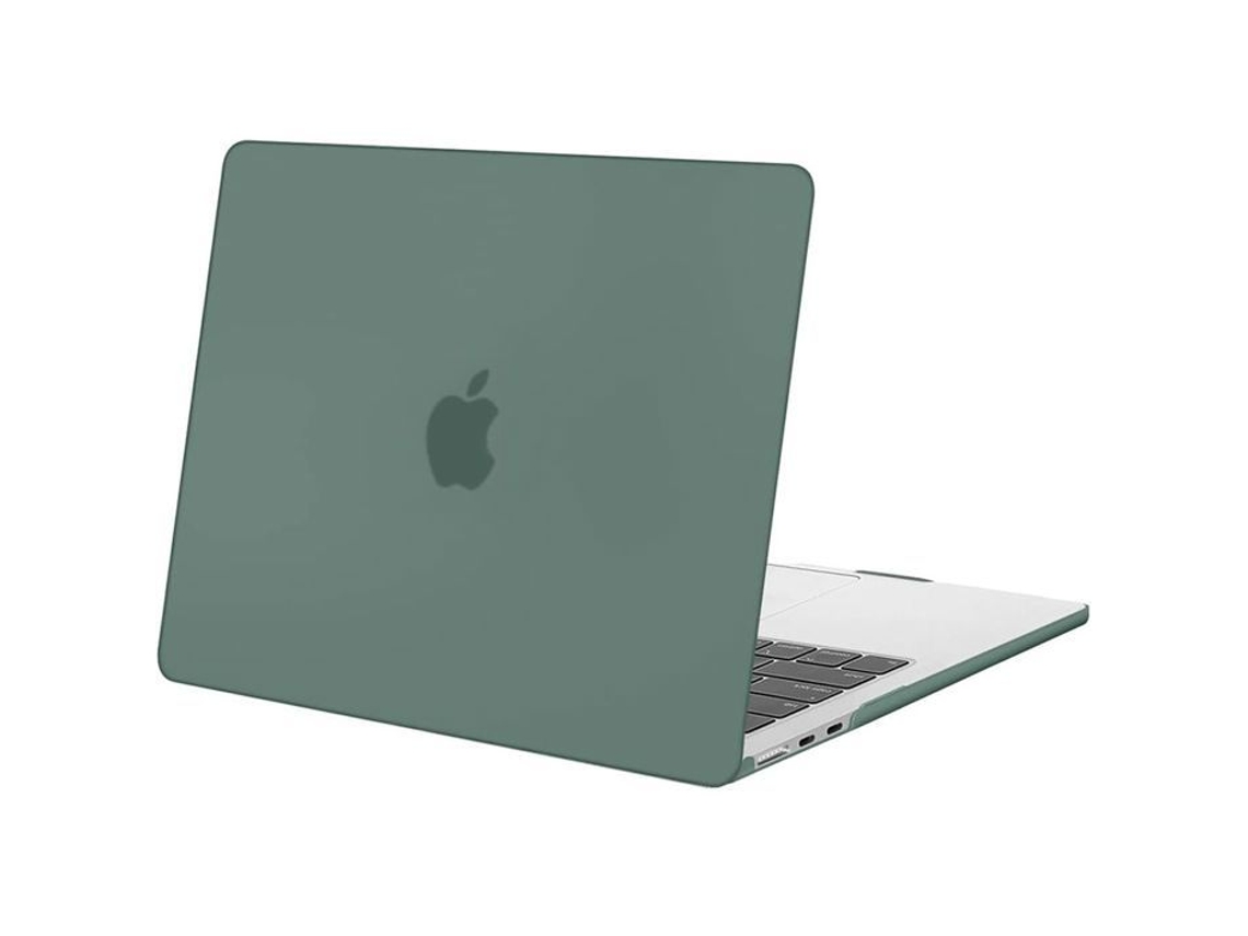 Capa Para Macbook Air 13 Polegadas M4 M3 M2 2025 2024 2022 Capa À Prova De Choque Com Abertura De Ventilação Verde Escuro Transparente Brilvibera