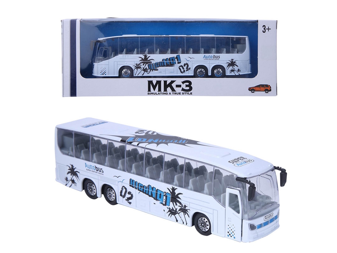 Ats brinquedo de Ônibus Simulado 1:50 Modelo de Ligação com Luz e Música para Crianças Branco