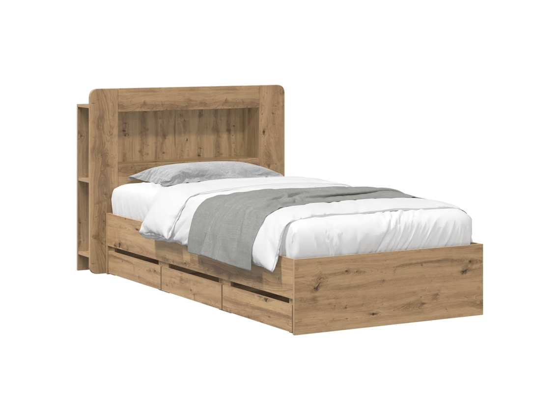 Conjunto 1 Cama Com Armazenamento Vidaxl Castanho Derivados De Madeira (80 X 200 Cm)