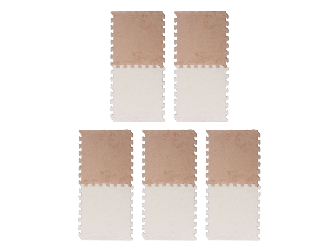Mali 10pcs Tapete de Piso de Espuma Plush Interlockável Cortável para Sala Quarto Camel 5+branco 5