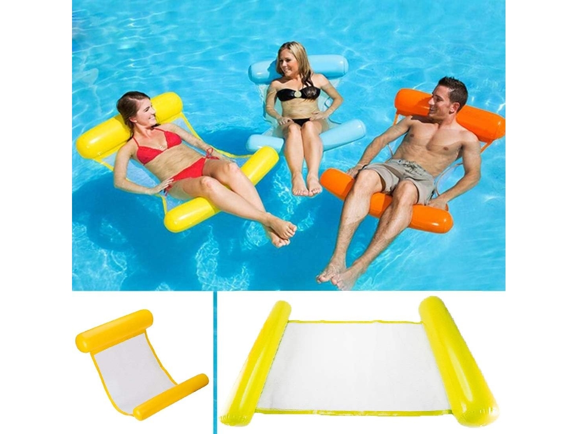 Rede Flutuante Multifuncional, 4 Em 1, Inflável, Para Piscina, Rede Flutuante, Rede Aquática Multifuncional Dobrável (amarela)