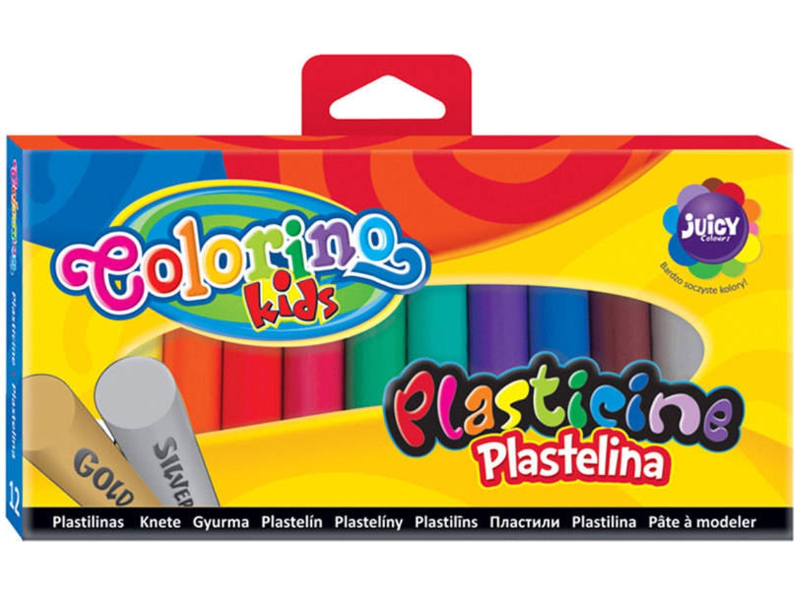 Plasticina 12 Cores com Dourado e Prateado